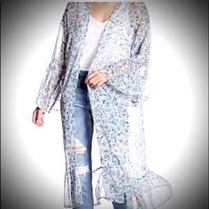 Sheer Floral Ruffle Duster